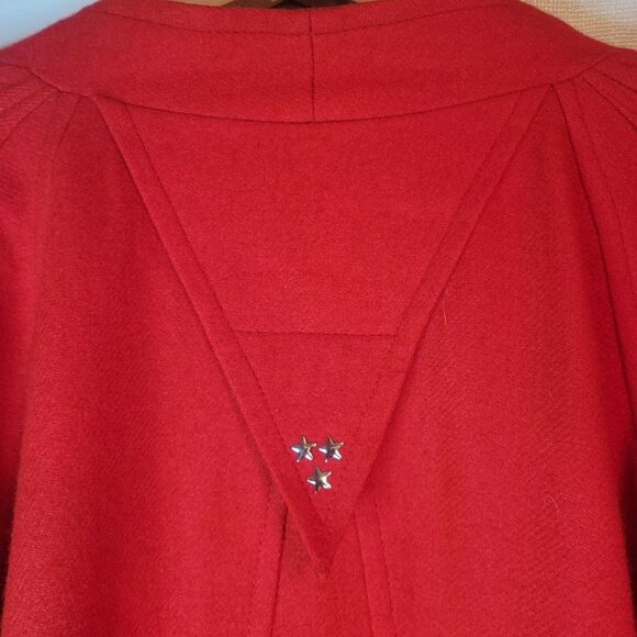 Vintage Red Wool Structured Jacket with Silver Embellishments - Picture 4 of 15